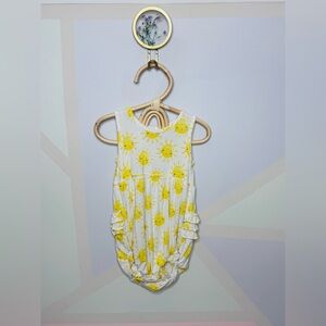 Little Sleepies White and Yellow Sun Print Bubble Romper